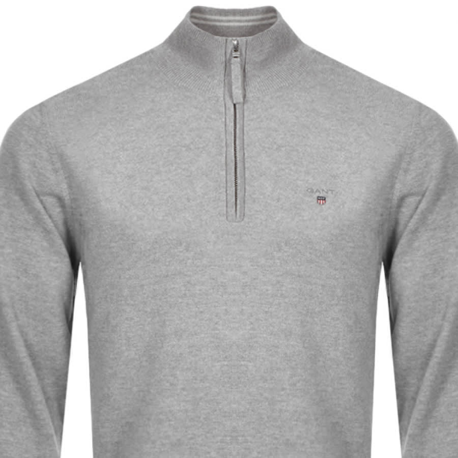 Alternative Image for ProductGant Half Zip Super Fine Knit Jumper Grey2